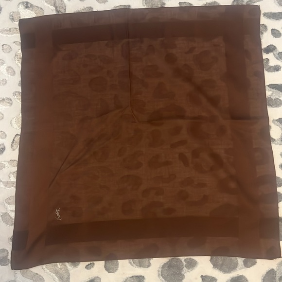 Brown YSL Yves Saint Laurent Cotton Vintage Handkerchief - Picture 2 of 3